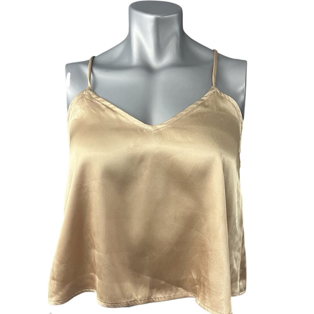 Gold Cami Sleeveless Crop Tank Top XS Lulus Spaghetti Strap Boho Y2K Festival